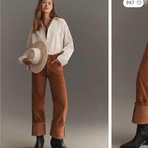 Pilcro Rust Corduroy Cuffed Pants-Size 29